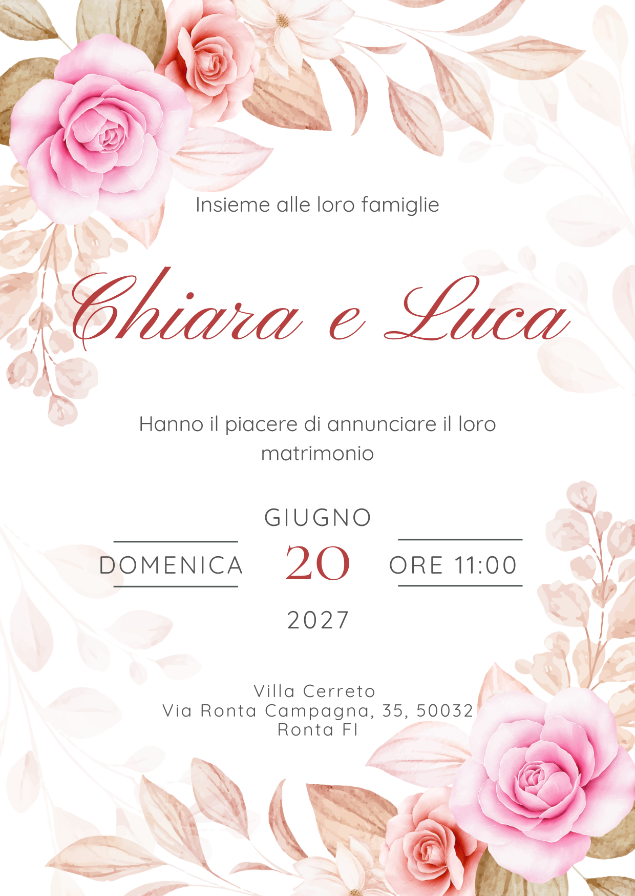 Invito di matrimonio di Chiara e Luca